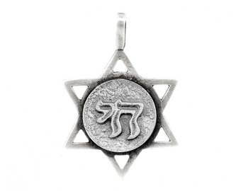 coin necklace with the Chai Medallion with Star of David Noa Tam coin jewelry