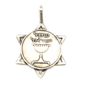 Star Of David Pendant, Israeli Shekel Coin, Israeli Necklace, Rare Coin, Handmade Necklace, Israel Coin Necklace, Israeli Currency