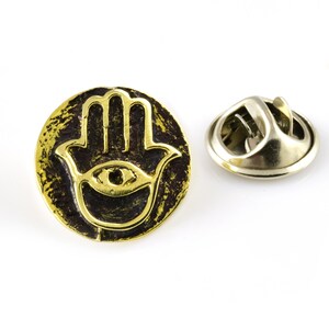 Brass Hamsa Brooch, Evil Eye Hamsa, Hamsa Medallion, Handmade Brooch, Hamsa Pin, Bohemian Brooch, Pin Coin, Unique Brooches, Special Pin