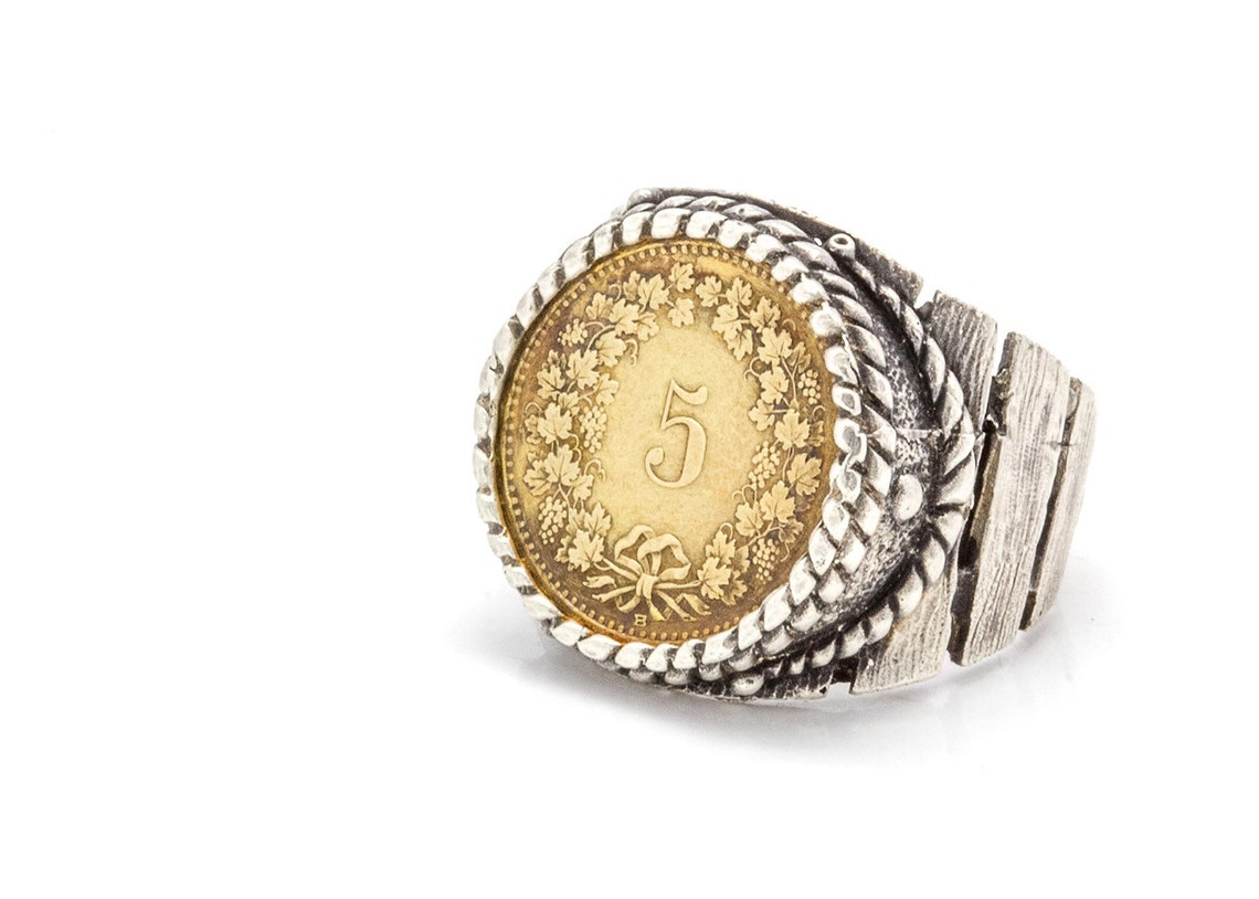 silver coin ring mens
