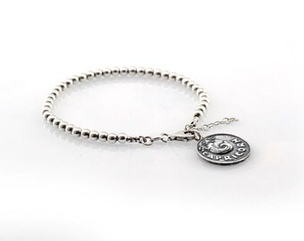Silver Capricorn Bracelet, Capricorn Jewelry, Silver Bead Bracelet, Astrological Bracelet, Birthday Gift, Horoscope Bracelet