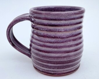 Large Ceramic Purple Mug, 24 oz. Terracotta Coffee Cup, Handcrafted Pottery Plum Glazed