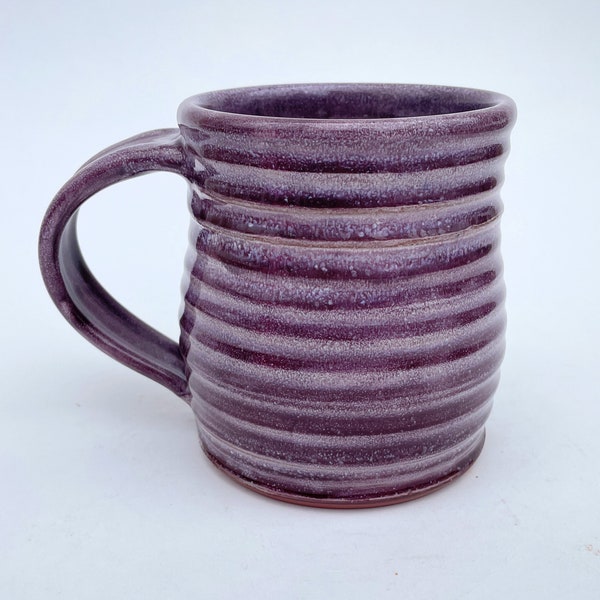 Large Ceramic Purple Mug, 24 oz. Terracotta Coffee Cup, Handcrafted Pottery Plum Glazed