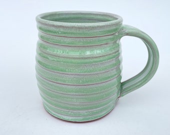Green Coffee Mug, 22-Ounce Handmade Ceramic Glazed Terracotta Cup, Great Gift Mug