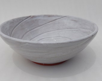 Pottery White Bowl, Handmade Carved Ceramic Terracotta Decorative Serving Bowl