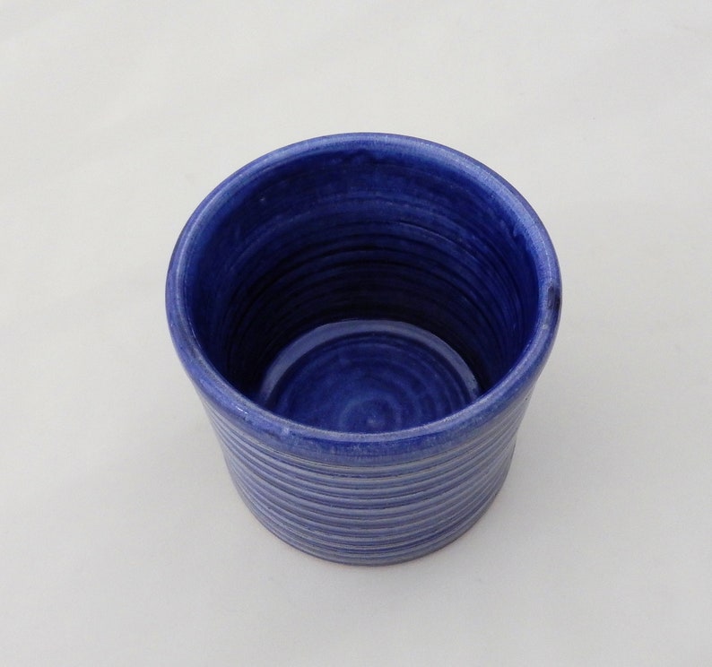 Ceramic Utensil Crock Blue Silverware Caddy Utensil Holder Etsy