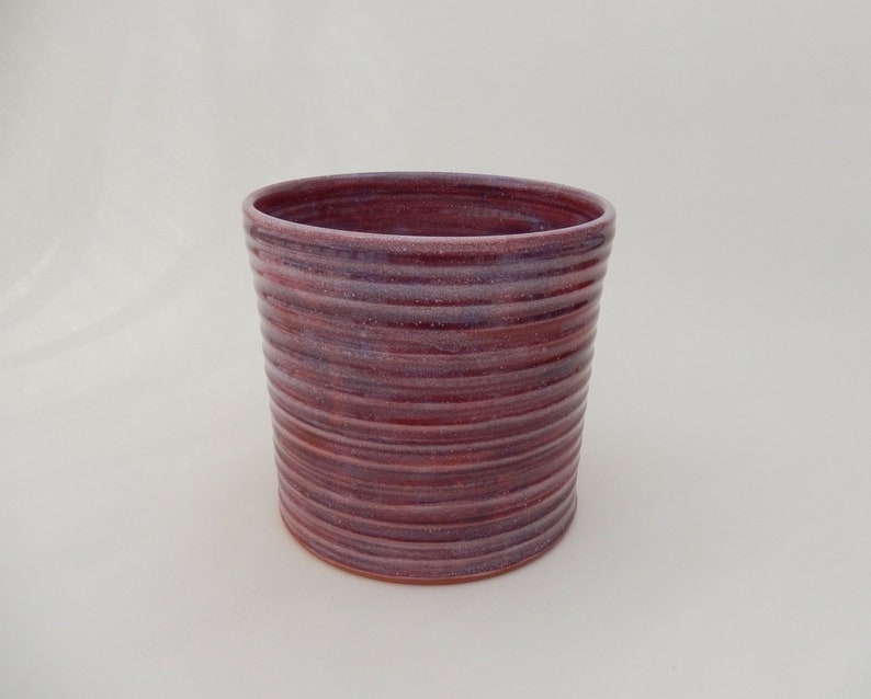 Large Utensil Crock, Berry, Purple/ Red Kitchen Utensil Holder, Wide Handmade Ceramic Caddy image 6