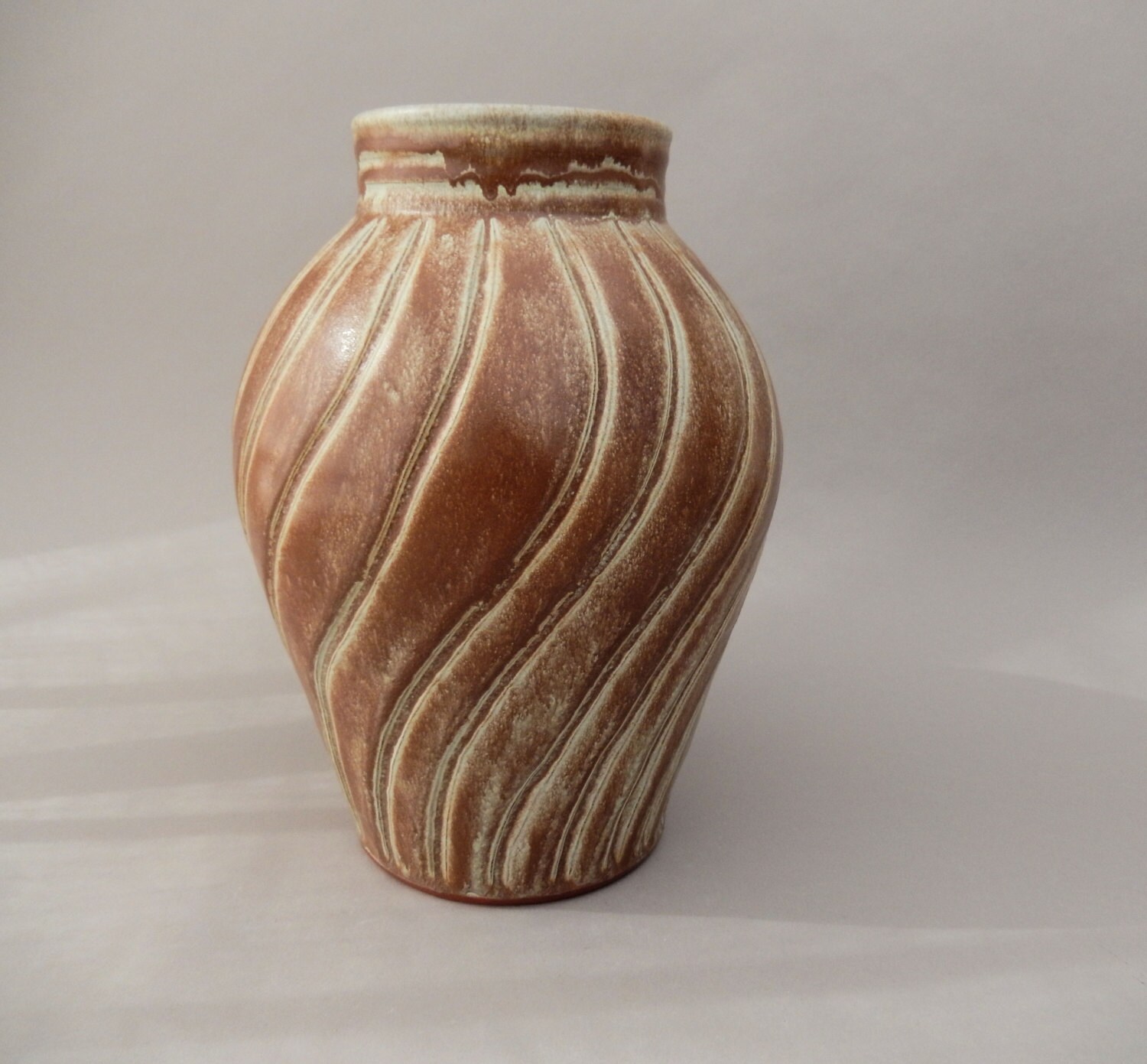 Brown Pottery Vase Hand Carved Ceramic Matte Earthenware Vase Etsy
