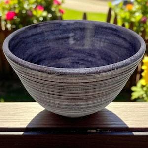 Handmade Purple Ceramic Bowl: Decorative Pottery Serving Bowl