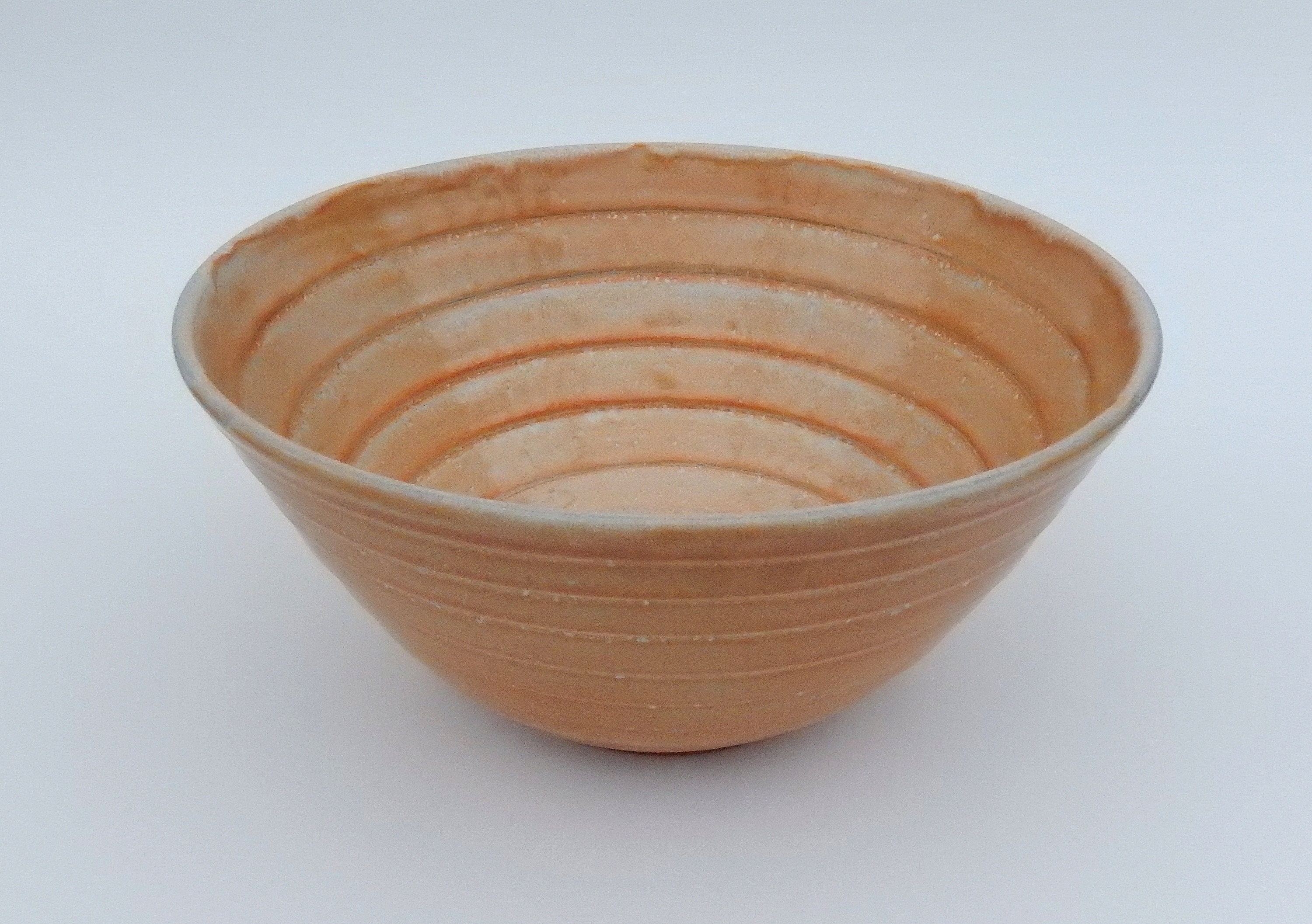 Large Ceramic Serving Bowl Burnt Orange Pottery Bowl Carved Etsy