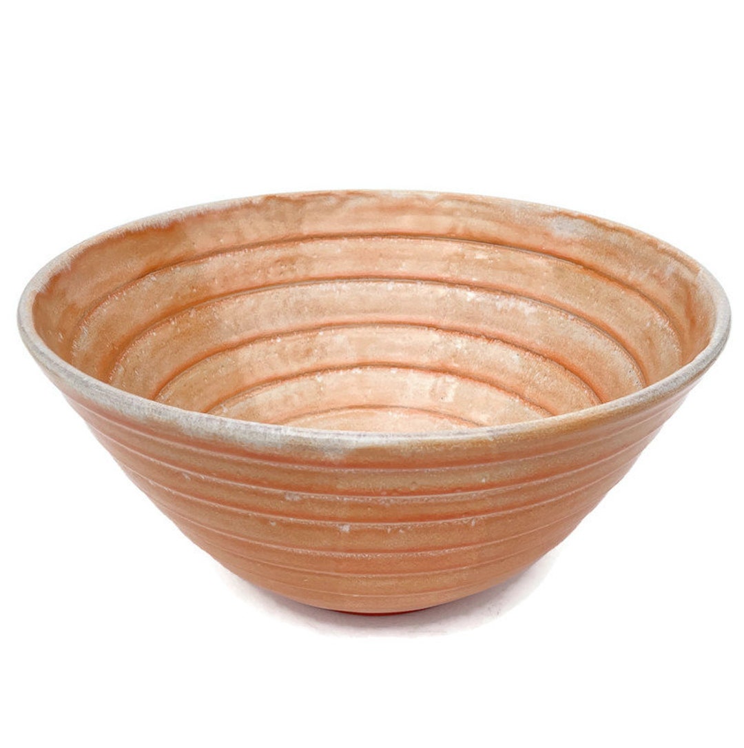 Large Ceramic Serving Bowl Burnt Orange Decorative Pottery Bowl 