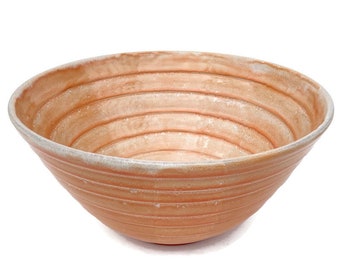 Large Ceramic Serving Bowl, Burnt Orange Decorative Pottery Bowl, Carved Orange Functional Handmade Bowl