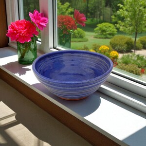 Ceramic Fruit Bowl, Blue Handmade Decorative Bowl, Pottery Functional Bowl