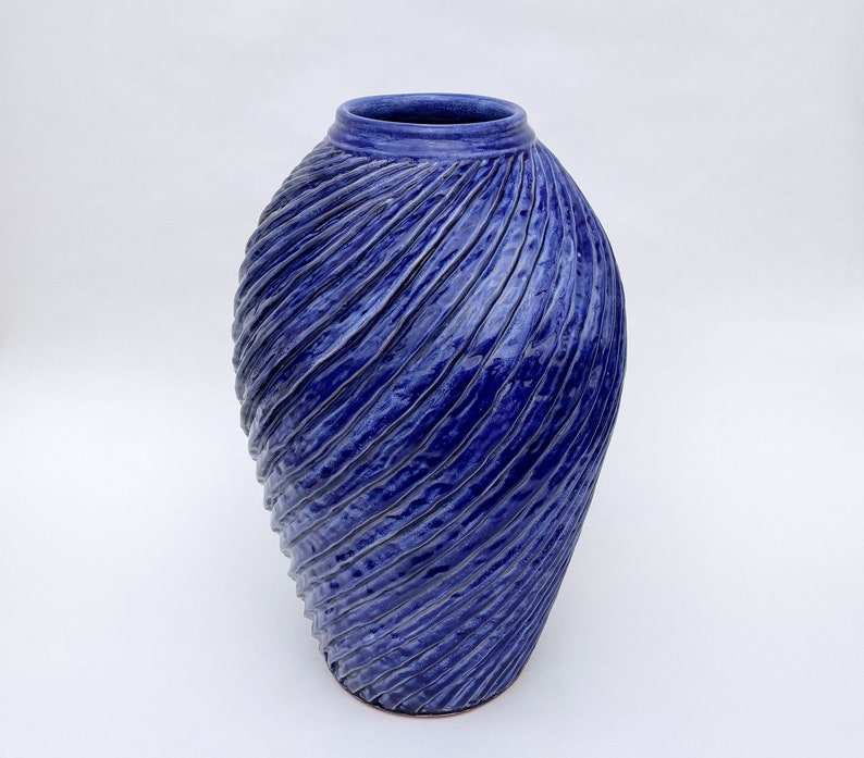 Large Decorative Ceramic Vase Tall Blue Handmade Functional Etsy
