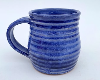 Large Pottery Mug, Blue 24 Ounce Handmade Glazed Terracotta Coffee Cup