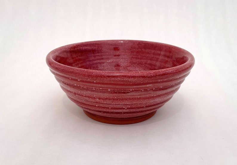 Handmade Pottery Bowl, Red Carved Bowl, Ceramic Decorative Bowl, Carved Striped Pattern Pottery Bowl image 4