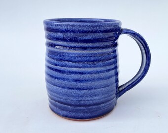 Blue Handmade Mug, Ceramic Glazed Terracotta, Handmade Gift for Partner or Friend