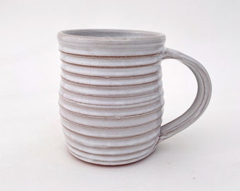 Large Ceramic Mug, White 26 Ounce, over 3 Cup, Big Handmade Pottery Mug, Terracotta Ceramic Gift