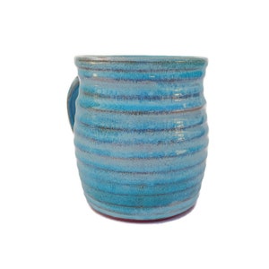 Turquoise Ceramic Mug, Huge 26 Ounce Large Coffee Cup, Terracotta 3 1/4 Cup Capacity, Handmade Pottery image 5