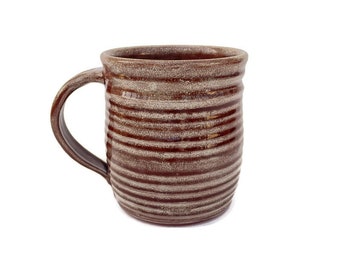 Brown Ceramic Coffee Mug, Large Brown / Tan Handmade Pottery 20-ounce Coffee Cup