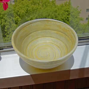 Yellow Ceramic Bowl, Handmade Yellow Decorative Bowl,  Pottery Bowl, Spiral Carved Design