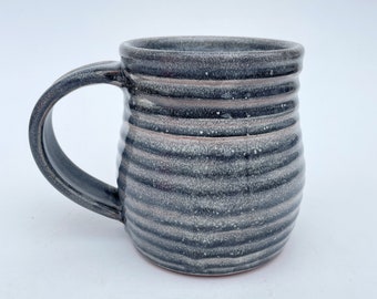 Black Coffee Mug, Large 24-ounce Pottery Mug, Charcoal Black Pottery Handmade Ceramic Mug, 3 Cup Coffee Mug Gift