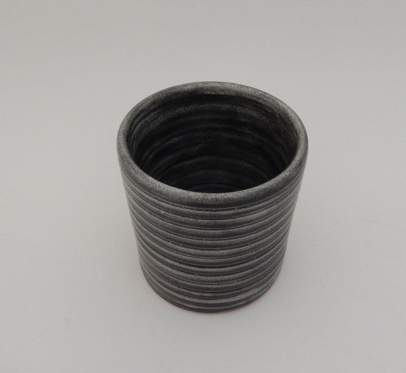 Ceramic Utensil Crock Black Handmade Utensil Holder Charcoal Etsy