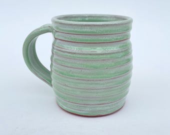 Handmade Large Green Ceramic Mug: 22 oz Terracotta Coffee Cup