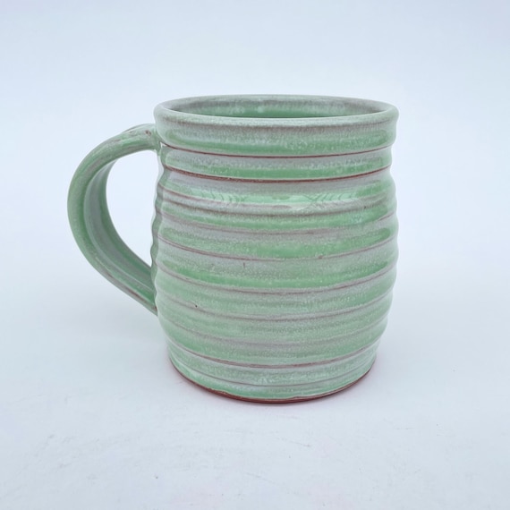 Handmade Large Green Ceramic Mug: 22 oz Terracotta Coffee Cup