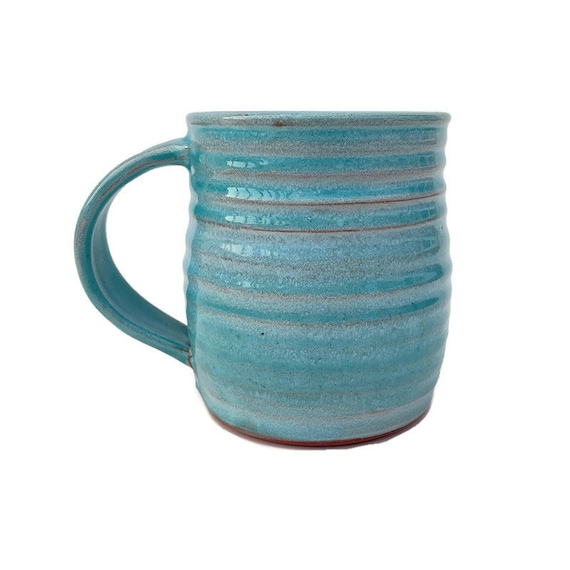 Large Turquoise Handmade Mug: 22 Oz Coffee Cup - Etsy