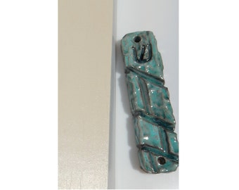 Turquoise Ceramic Mezuzah, Handmade Earthenware Religious Gift, Jewish Home