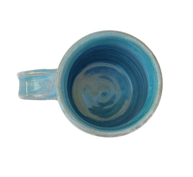 Turquoise Ceramic Mug, Huge 26 Ounce Large Coffee Cup, Terracotta 3 1/4 Cup Capacity, Handmade Pottery image 6