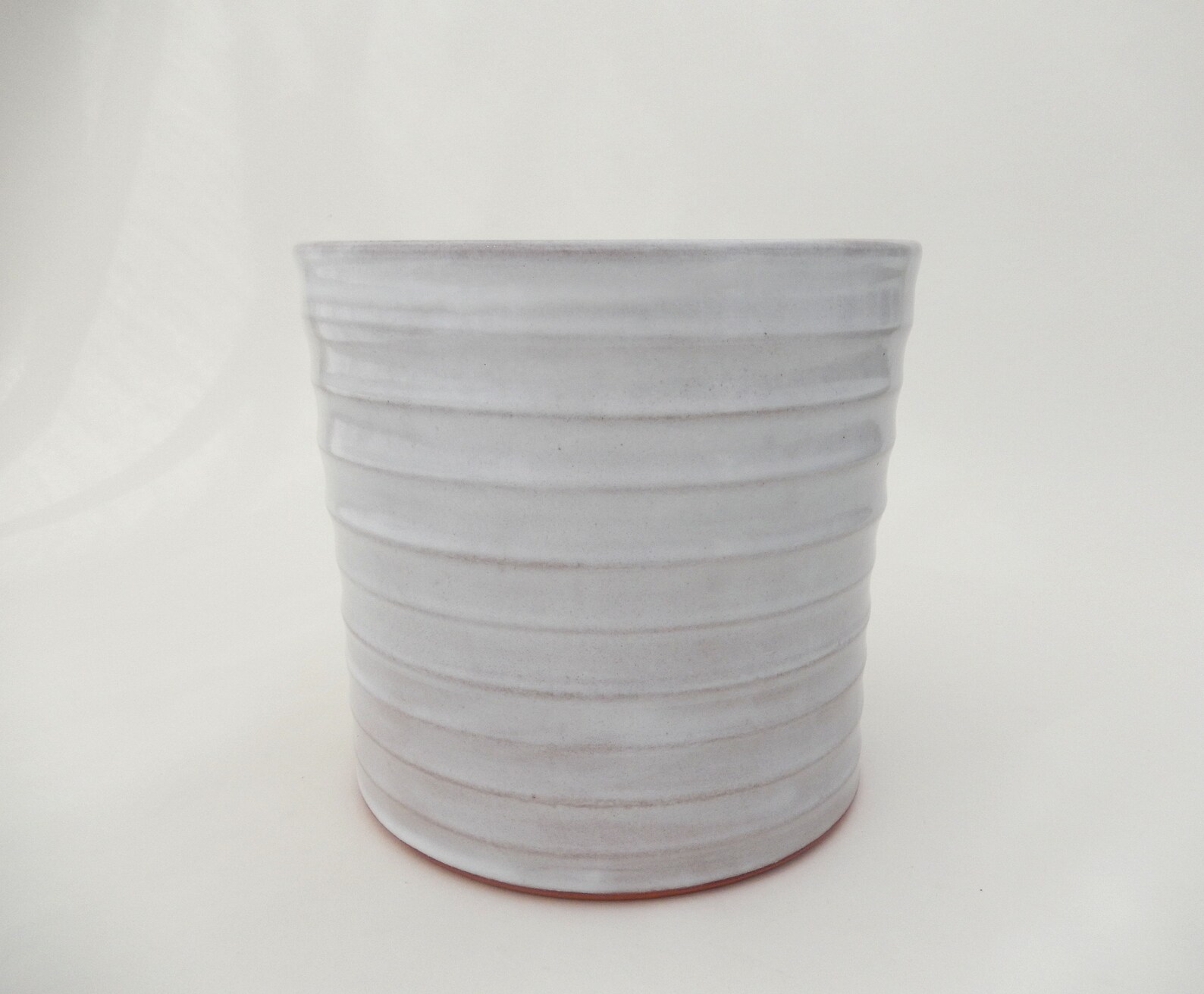 Large Kitchen Crock White Wide Handmade Pottery Utensil Etsy