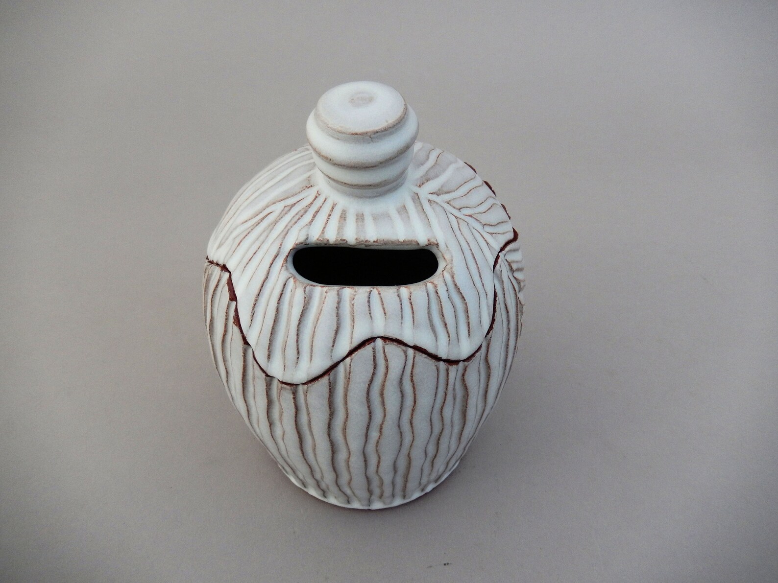 White Ceramic Coin Bank Handmade Pottery Tzedakah Charity Etsy