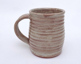 Large Brown Coffee Mug, Beige /Tan Handmade Pottery 20-Ounce Mug, Large Coffee Cup, Mottled Glazed Terracotta Mug