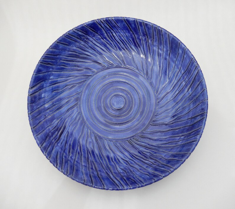 Ceramic Platter Large Handmade Blue Pottery Serving Platter Etsy