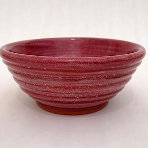 Handmade Pottery Bowl, Red Carved Bowl, Ceramic Decorative Bowl, Carved Striped Pattern Pottery Bowl image 1