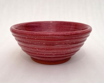 Handmade Pottery Bowl, Red Carved Bowl, Ceramic Decorative Bowl, Carved Striped Pattern Pottery Bowl