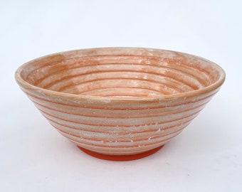 Ceramic Orange Bowl, Large Burnt Orange, Functional Pottery, Decorative Bowl, Carved  Bowl