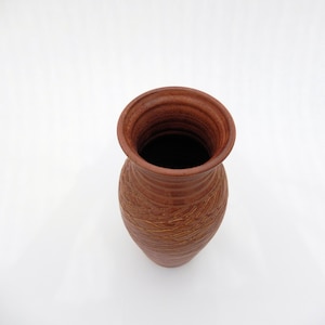 Tall Flower Vase, Elegant Brown Handmade Carved Matte Stoneware Pottery Vase image 3