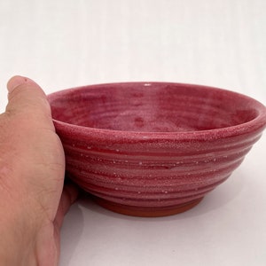 Handmade Pottery Bowl, Red Carved Bowl, Ceramic Decorative Bowl, Carved Striped Pattern Pottery Bowl image 2