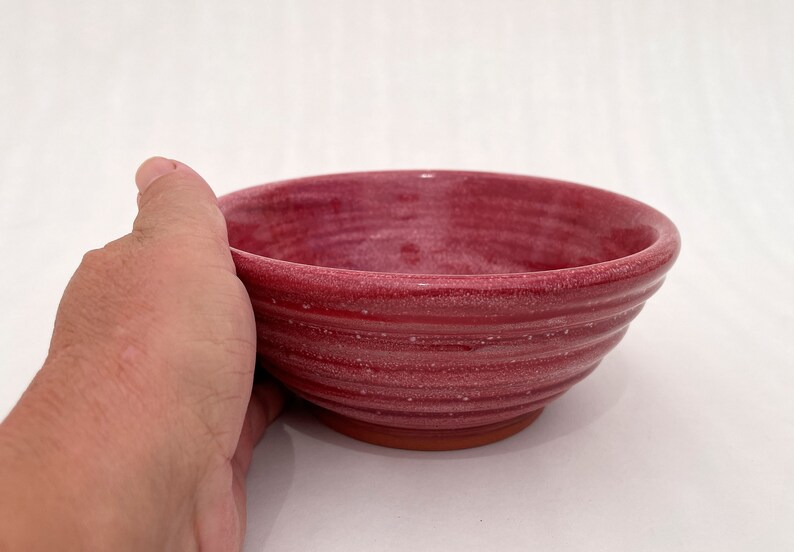 Handmade Pottery Bowl, Red Carved Bowl, Ceramic Decorative Bowl, Carved Striped Pattern Pottery Bowl image 2