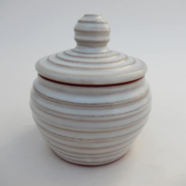 Sugar Bowl with Lid,  Ceramic Handmade Jar,  Earthenware Pottery Decorative Jar