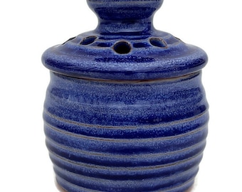 Havdalah Besamim Jar, Handmade Blue Garlic Keeper, Jar with Lid