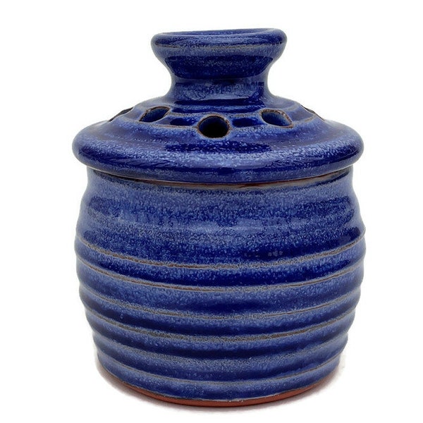 Havdalah Besamim Jar, Handmade Blue Garlic Keeper, Jar with Lid