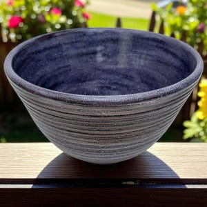 Handmade Purple Bowl, Ceramic Decorative Bowl, Hand Carved Earthenware Pottery Serving Bowl