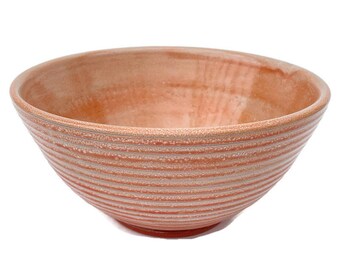 Ceramic Orange Bowl, Handmade Functional Pottery Bowl, Carved Striped Decorative Bowl