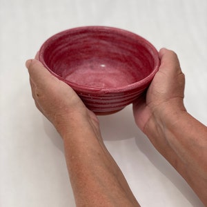 Handmade Pottery Bowl, Red Carved Bowl, Ceramic Decorative Bowl, Carved Striped Pattern Pottery Bowl image 9