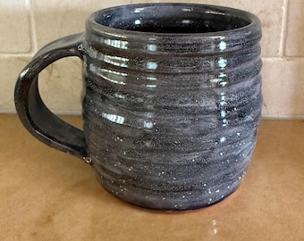 Handmade Charcoal Black Coffee Mug, Large 20-Ounce Ceramic Coffee Mug
