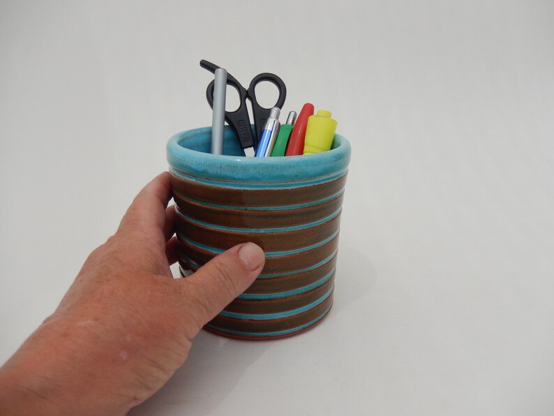 Ceramic Pencil Holder Handmade Pottery Pen Cup Seafoam Green Etsy